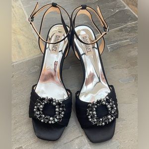 Badgley Mischka Heel Satin Slingback Pumps